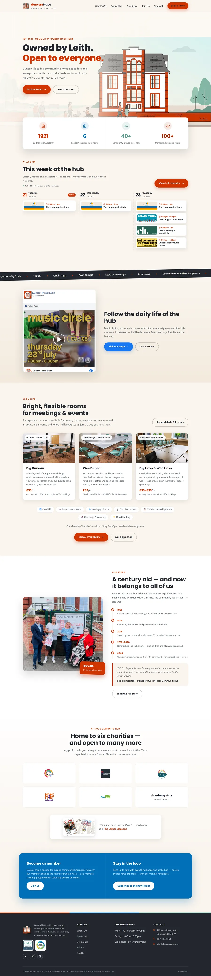 Full-page view of the redesigned Duncan Place website