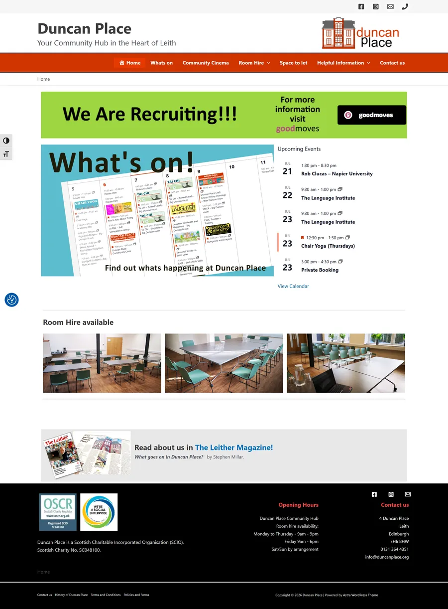 Full-page view of the old Duncan Place website
