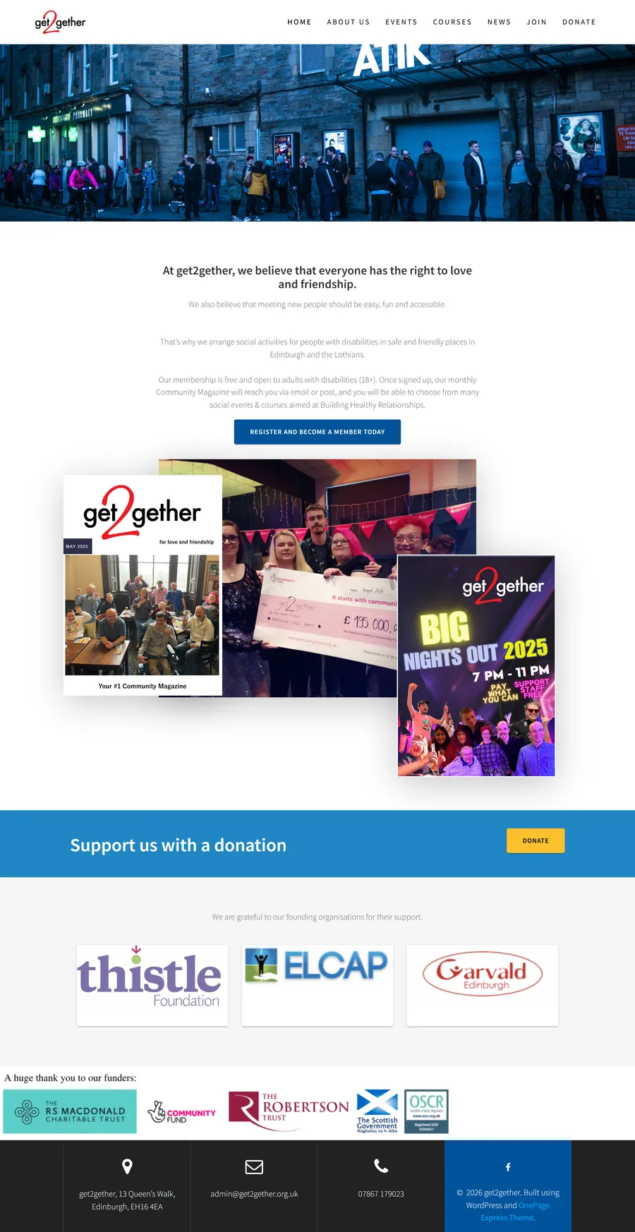 Full-page view of the old get2gether website