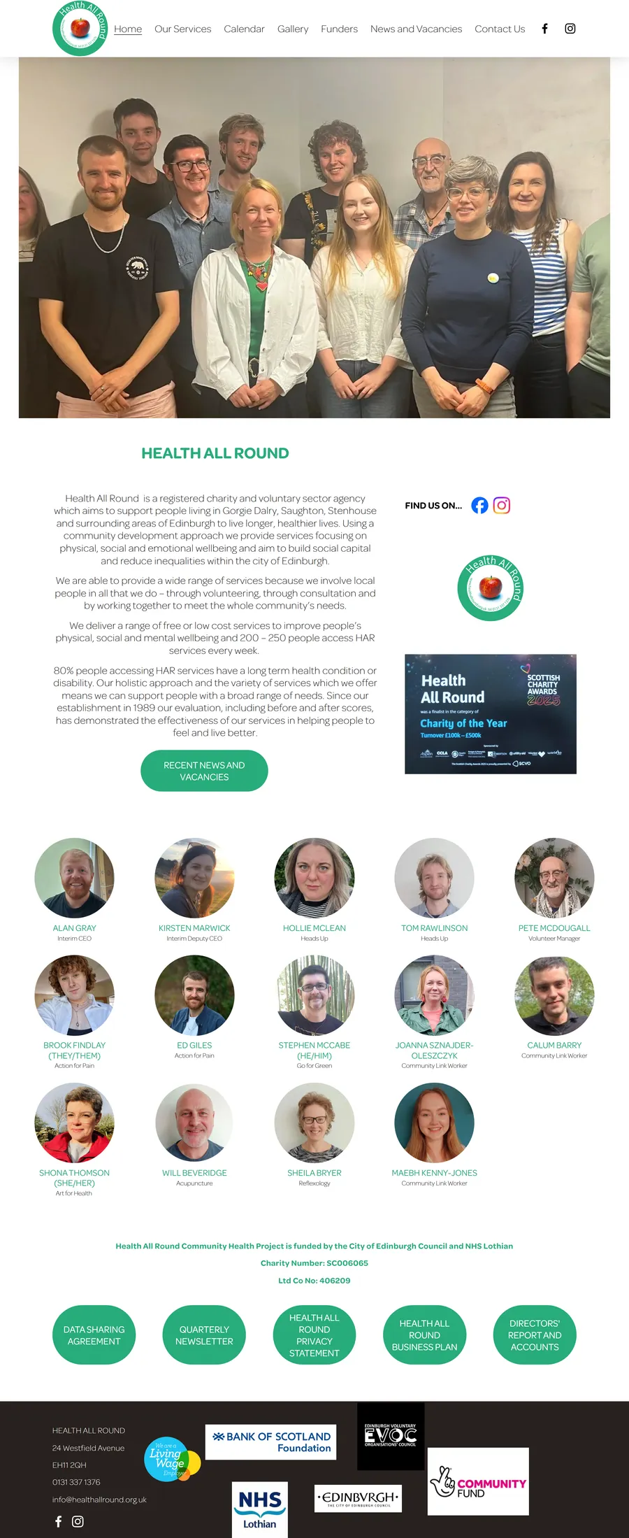 Full-page view of the old Health All Round website