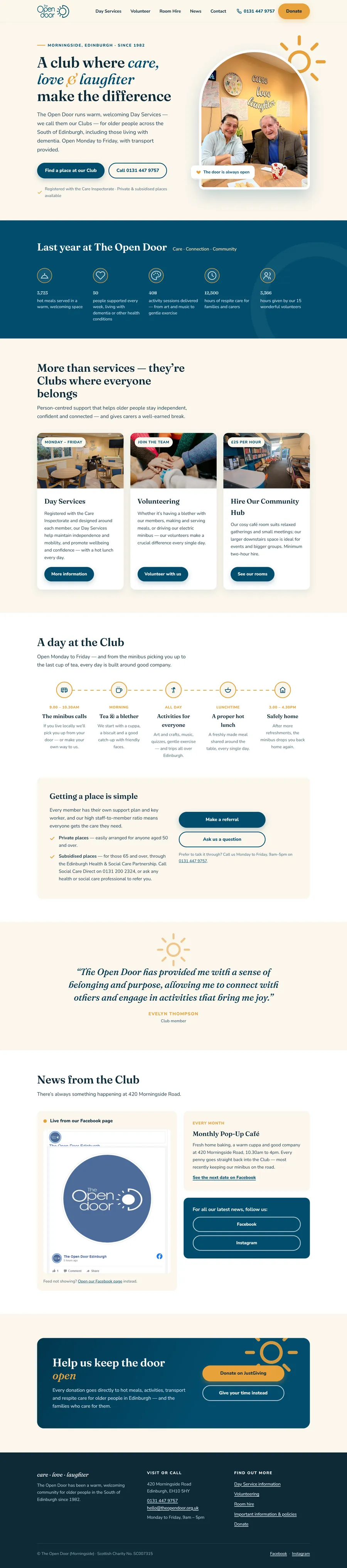 Full-page view of the redesigned Open Door website