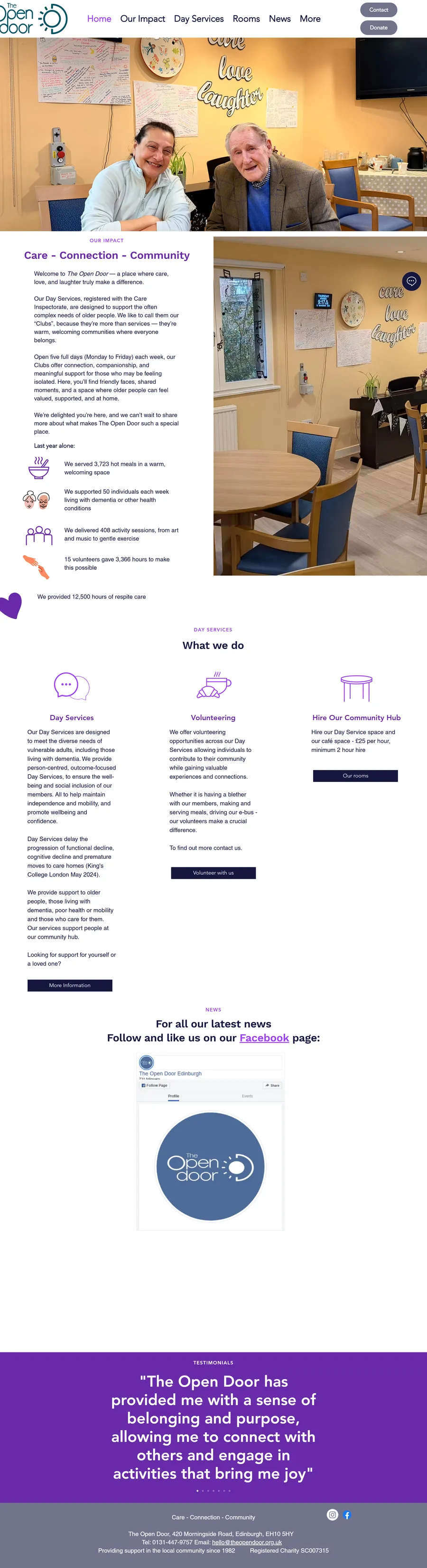 Full-page view of the old Open Door website