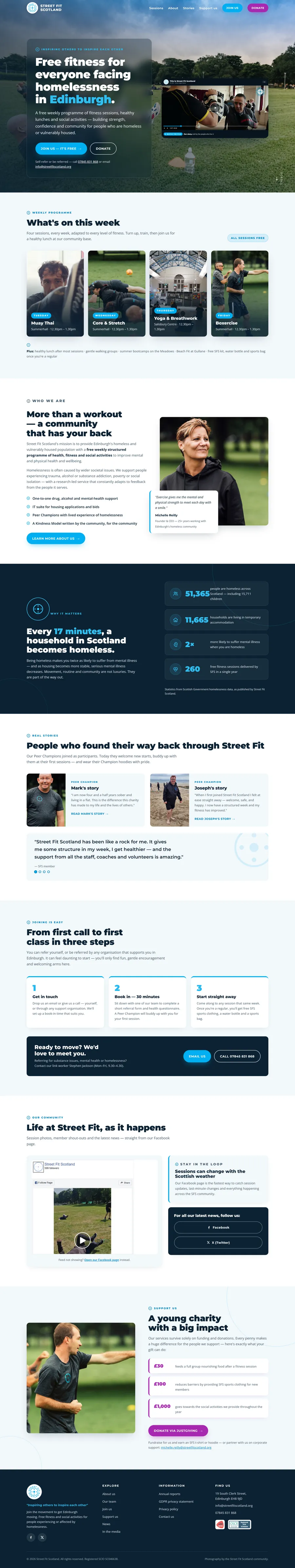 Full-page view of the redesigned Street Fit Scotland website